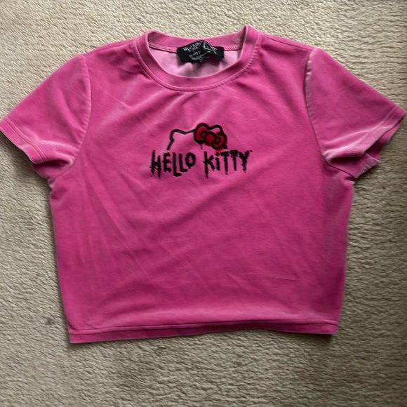Hello Kitty X Forever21 collab  velvet crop tee - Picture 1 of 1